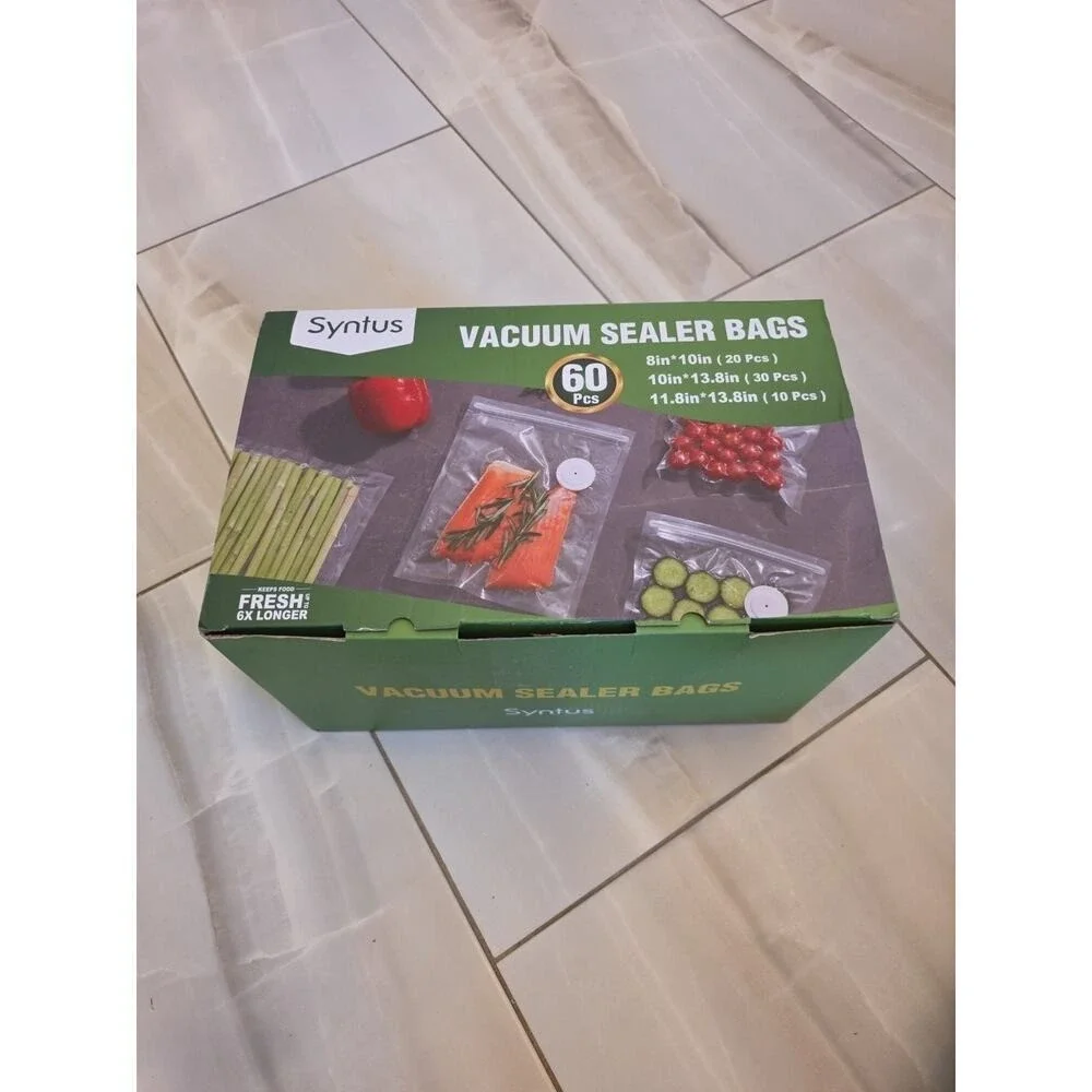 Syntus Vacuum Sealer Bags for Food, 60 Count Quart‎ 8 x 10 10 x 13.8 11.8 x 14